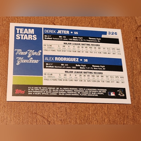 Derek Jeter & Alex Rodriguez 2006 Topps #326 baseball card - Picture 3 of 4